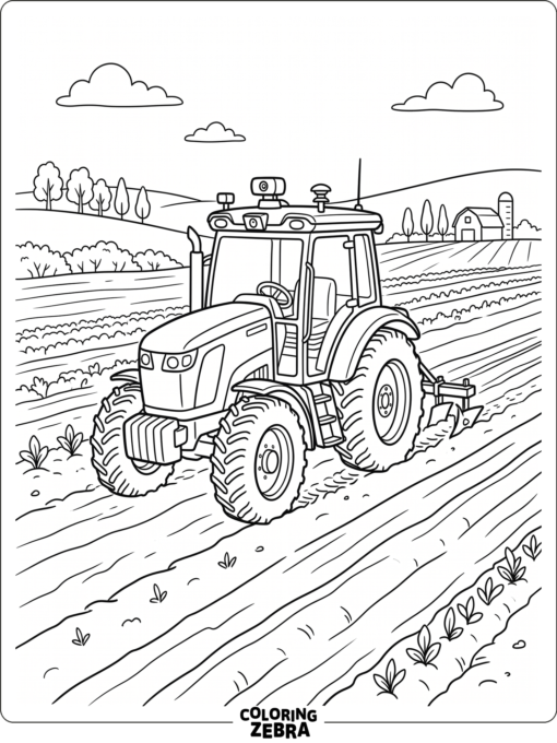 A driverless tractor moving through a field
