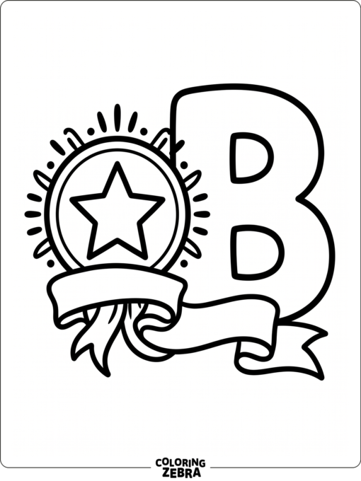 Una insignia con forma de estrella junto a una B mayúscula