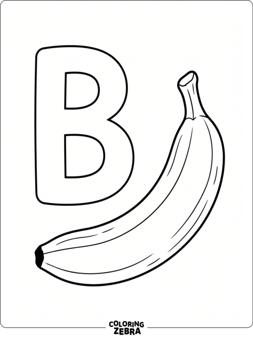 Un plátano junto a una letra B en negrita