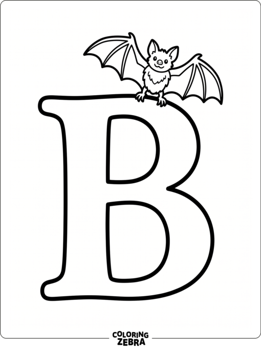 Letter B with a bat perched on it