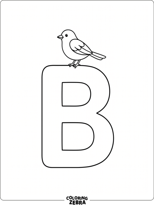 Un pájaro posado sobre una gran letra B