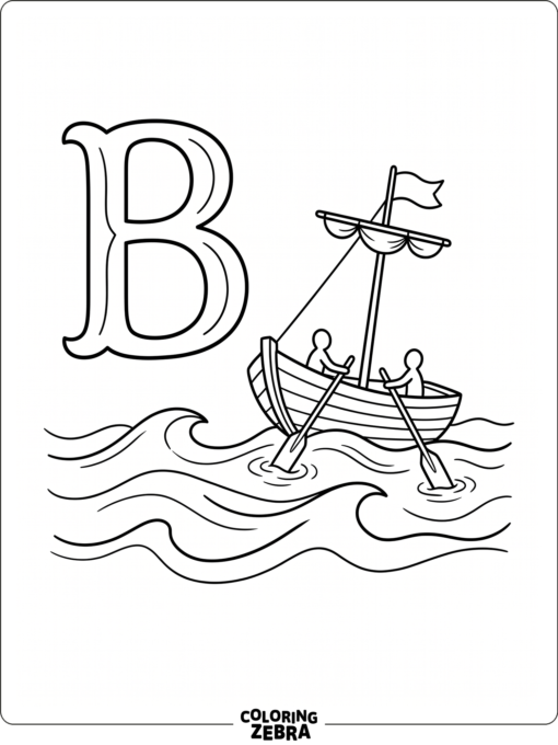 Un barco que flota junto a una gran letra B
