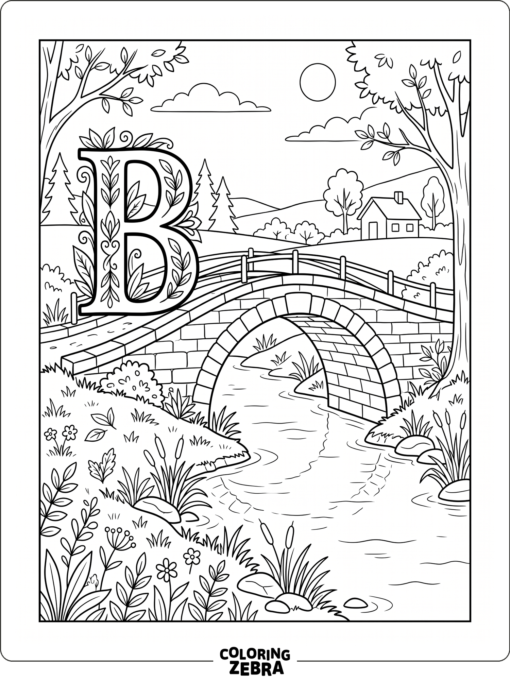 Un puente sobre el agua con una B grande