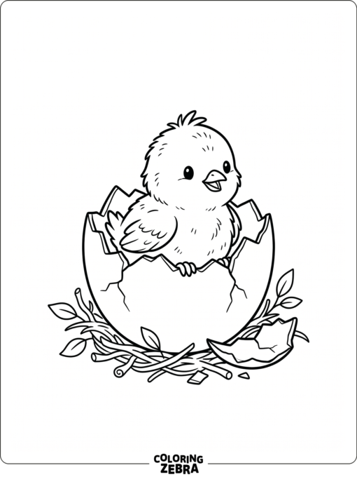 A baby bird peeks out of a cracked eggshell