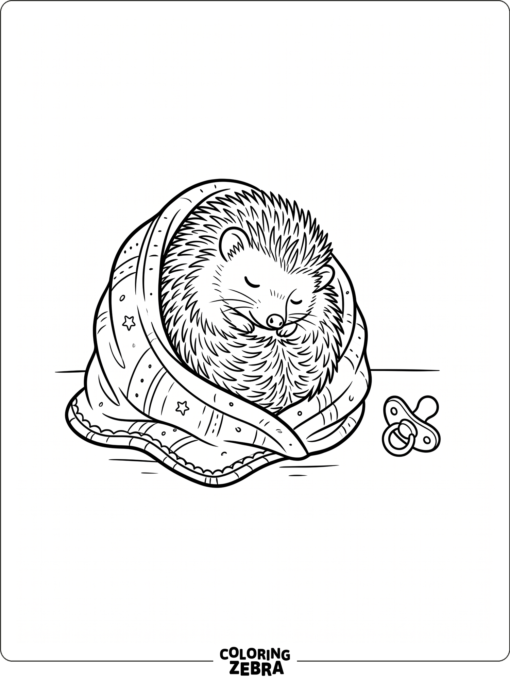 A baby hedgehog wrapped in a blanket