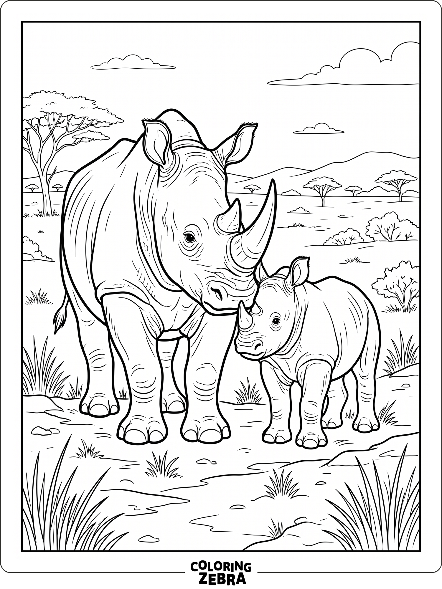 25 Free Rhino Coloring Pages - Printable PDF Sheets