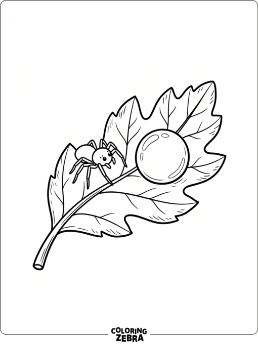 A baby spider on a leaf with a dewdrop
