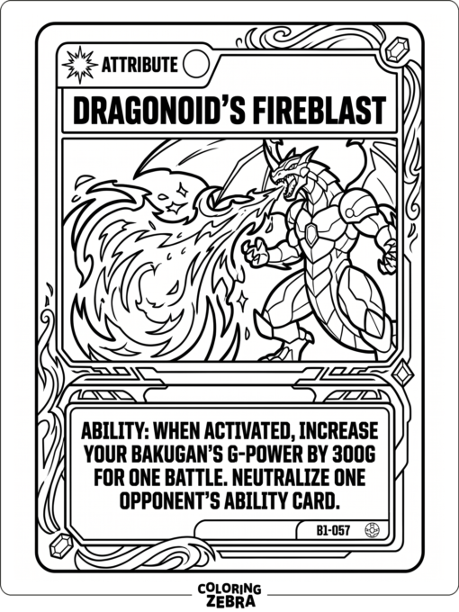 Bakugan ability card with energy lines and text blocks