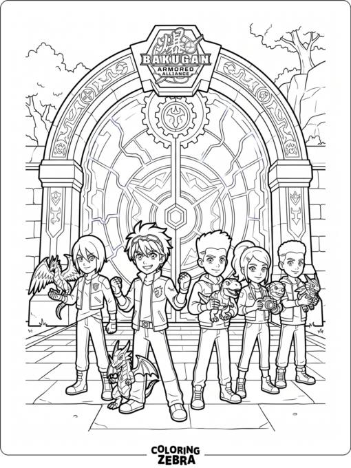 Bakugan Armored Alliance heroes before a gate