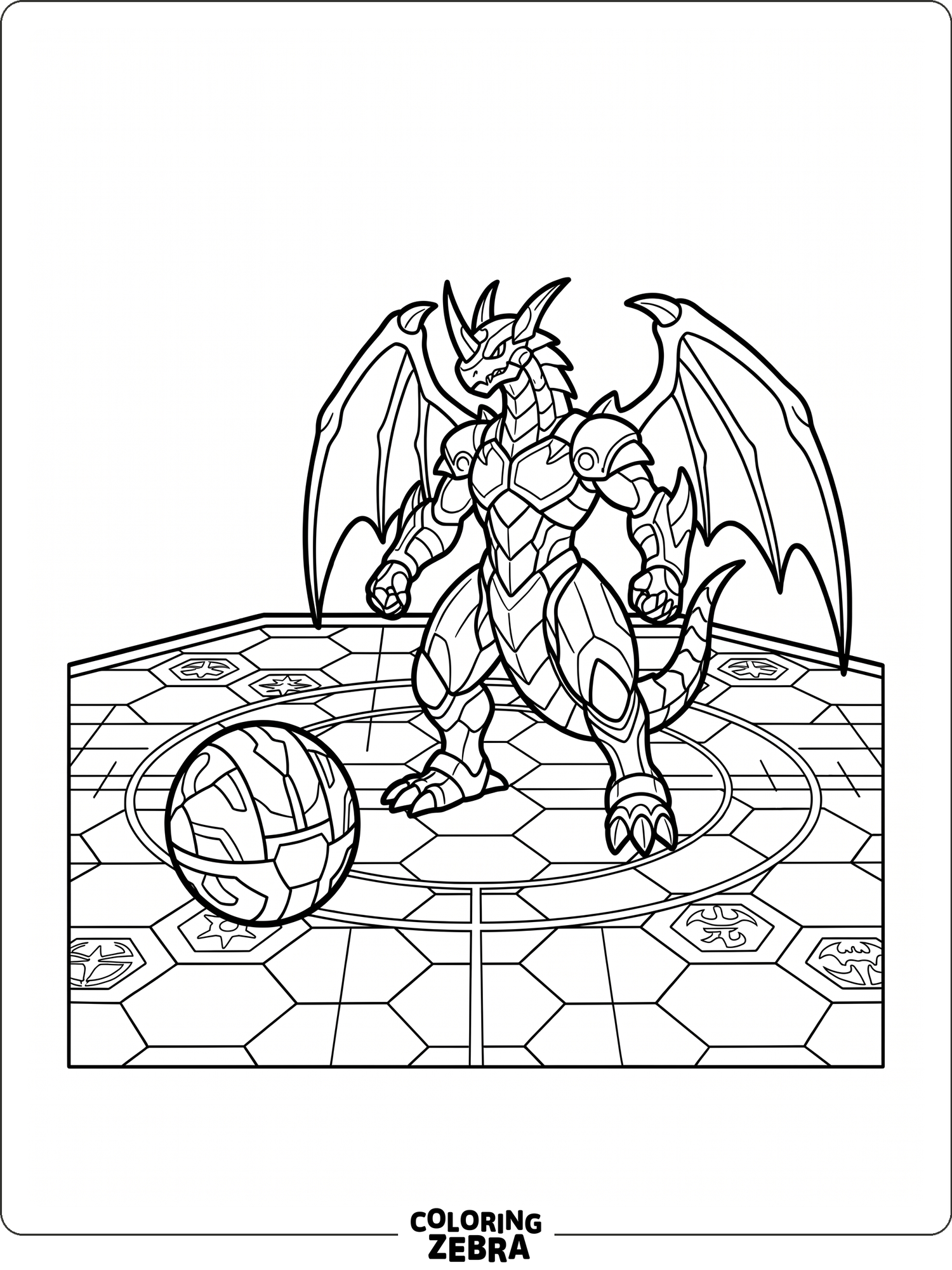 Bakugan monster beside a closed battle ball
