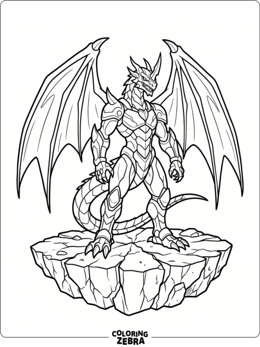 Dragonoid with wings open on a platform