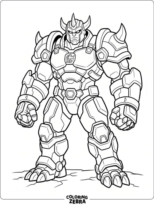 Gorem in heavy armor with clenched fists