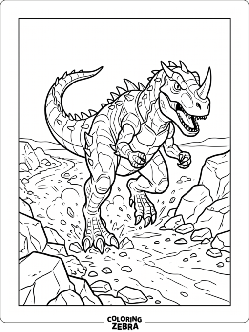 Trox charging forward on a rocky trail
