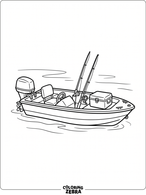A bass boat with fishing rods and gear