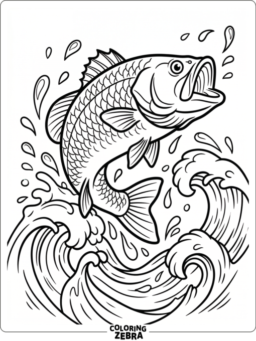 A bass jumping high over the water