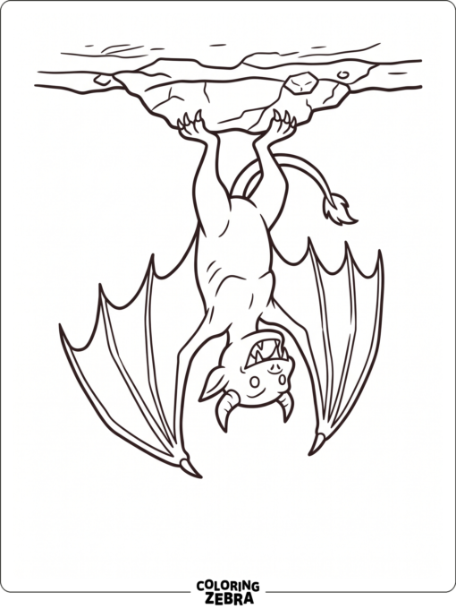 A bat monster hanging upside down in a cave