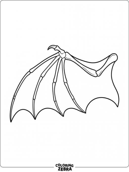A single bat wing with curved lines and open spaces