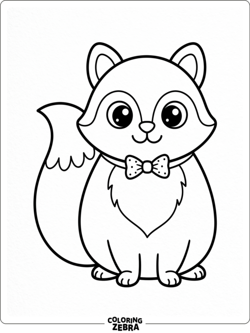 A fox plush with big eyes and a bow tie