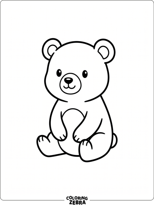 A bear cub sitting with rounded ears