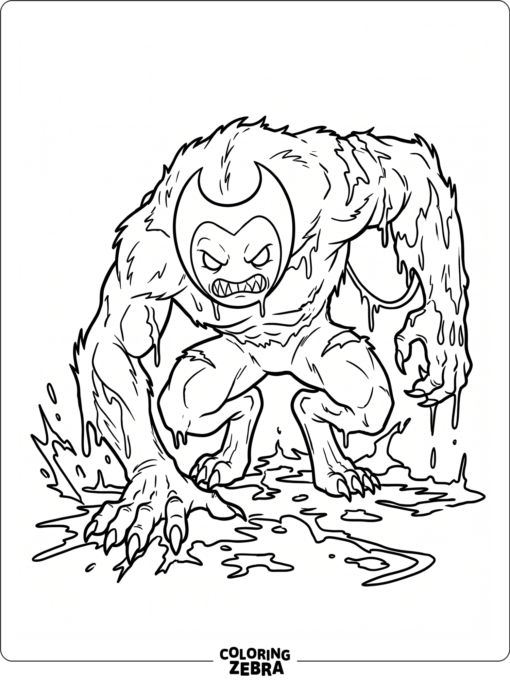 Beast Bendy crouched in a tense pose