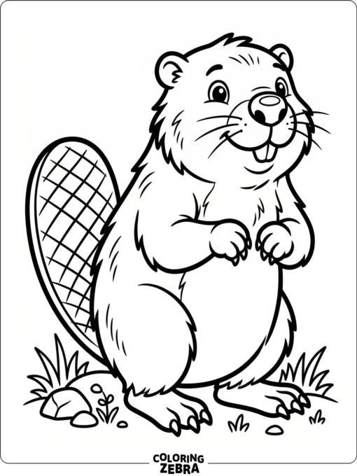 A beaver outline with tail, paws, and face details