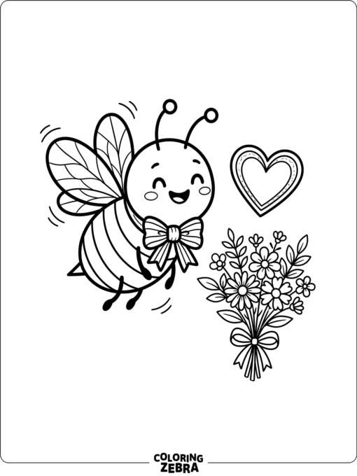 A valentine bee with a bow and heart