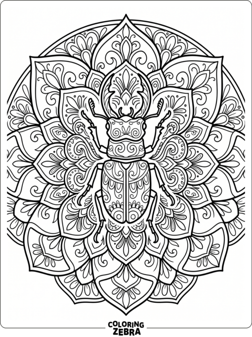A beetle surrounded by mandala petals