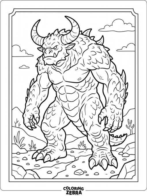 A huge behemoth with horns and massive feet