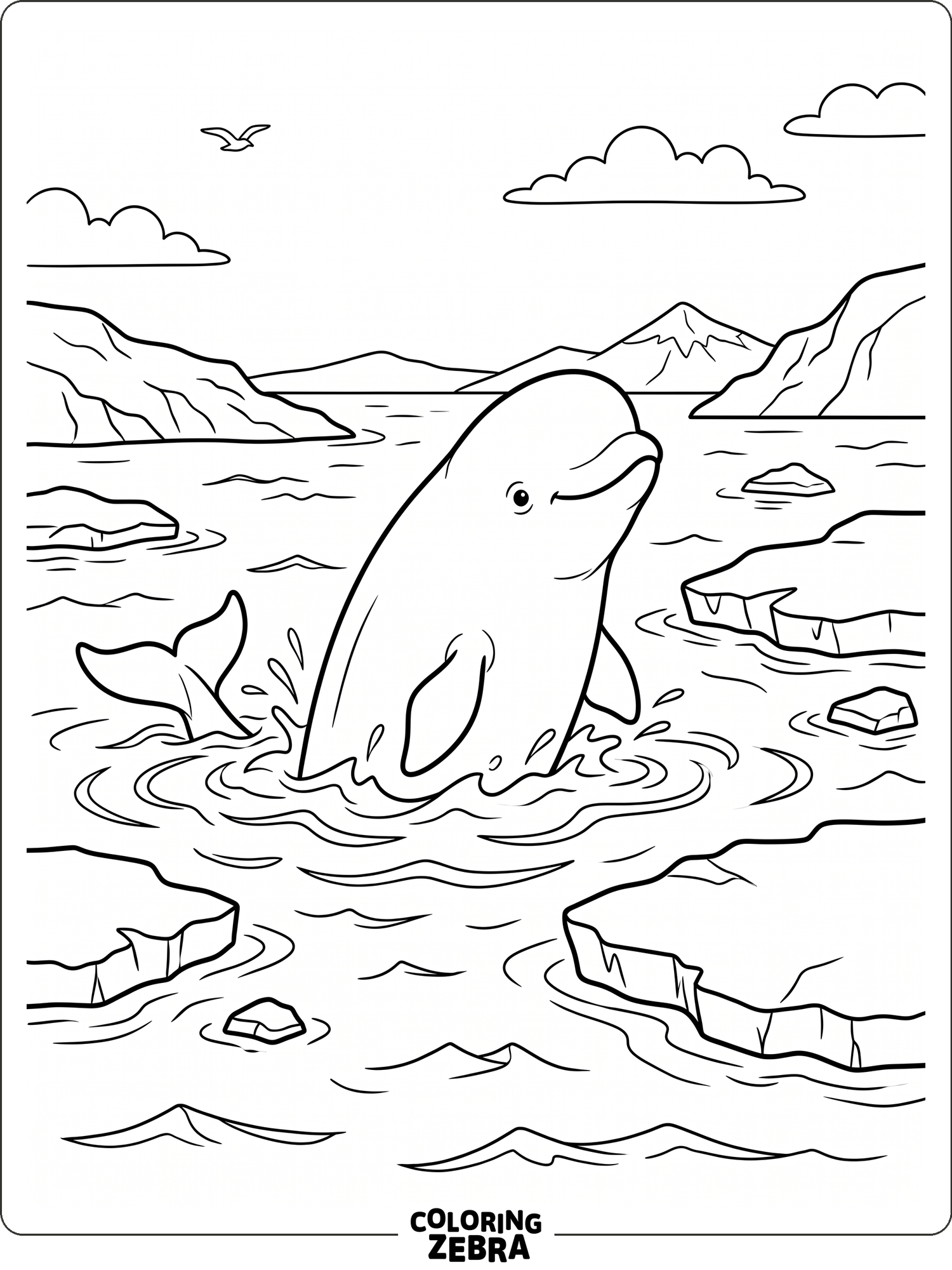 Beluga Whale Coloring Page — Example 6 Beluga Whale Coloring Page — Example 6
