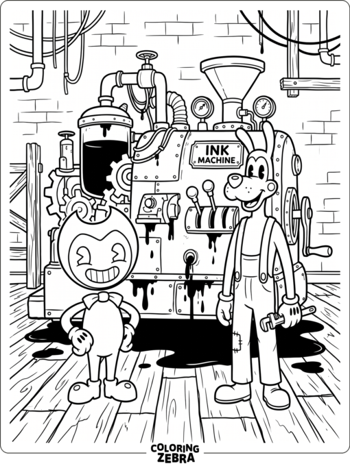 Bendy and Boris beside the Ink Machine