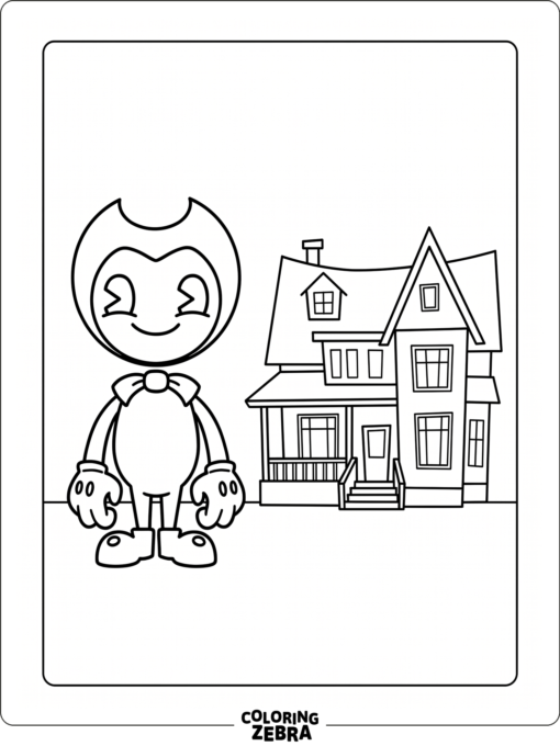 Bendy beside the Hello Neighbor house