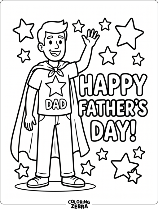 Smiling dad in a cape with stars