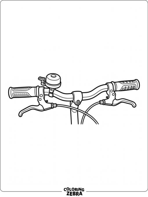 A bicycle handlebar with grips and a bell