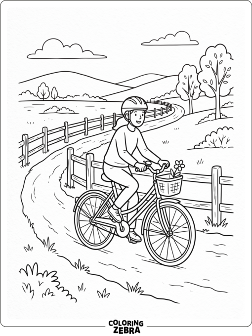 A bicycle travels along a quiet country road
