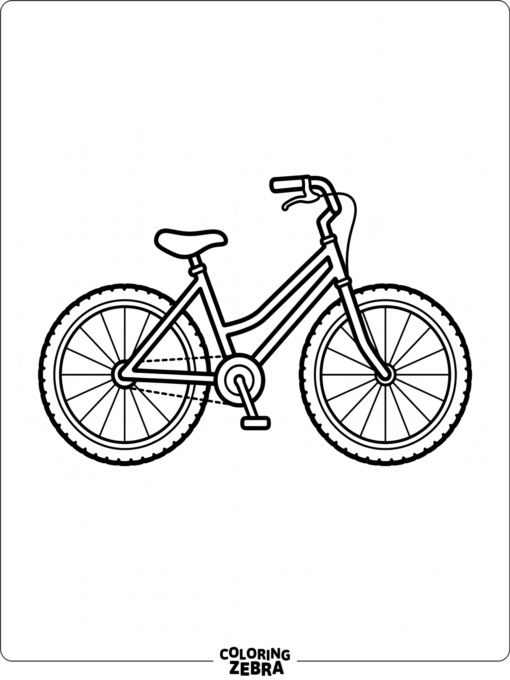A black bicycle silhouette with large wheels