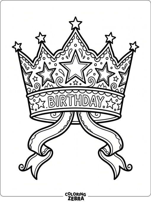 A birthday crown with stars and ribbon