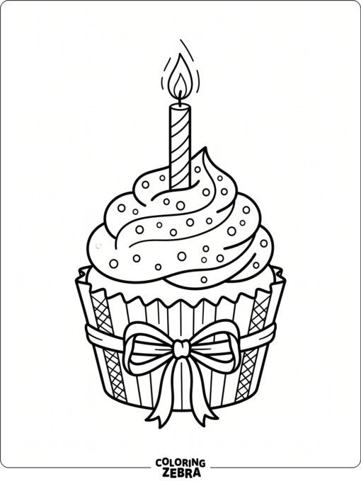 Birthday cupcake with sprinkles and a candle