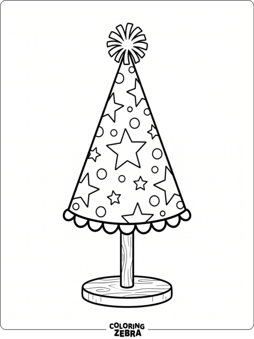 A party hat covered in stars and dots