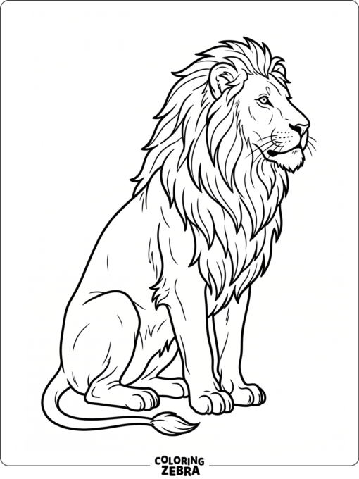 A lion stands on a rocky ledge with a clear savanna background