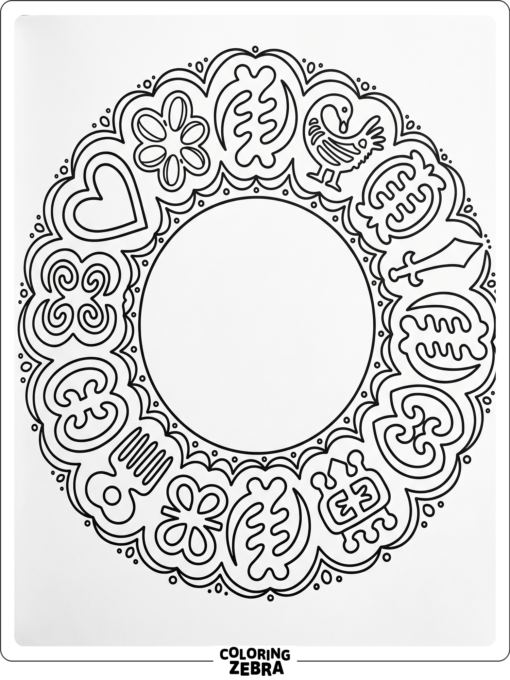 Adinkra symbols in a circular layout