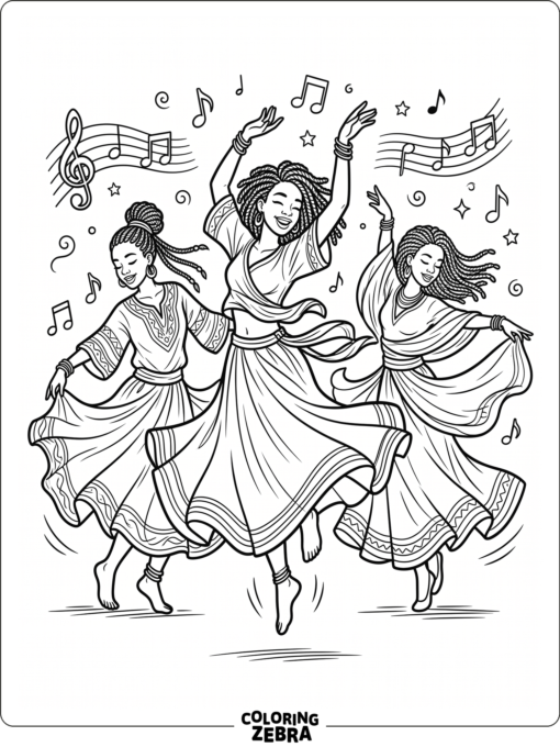 African American dancers with flowing clothes