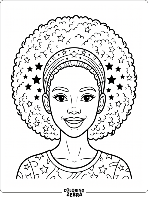 Bold afro hairstyle with a headband