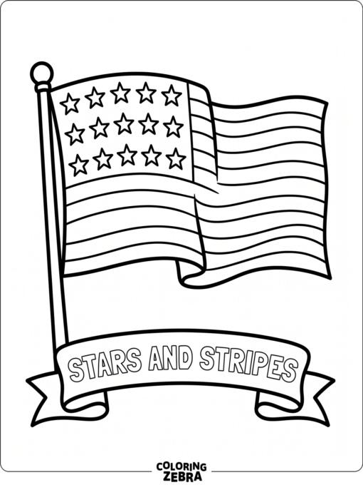 Decorative flag with stars and a banner frame