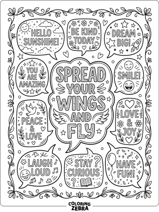 Decorative quote page with speech bubbles and borders