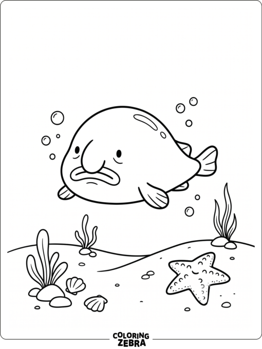 A blob fish floating above the seabed