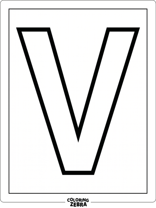 A block style letter V with thick edges