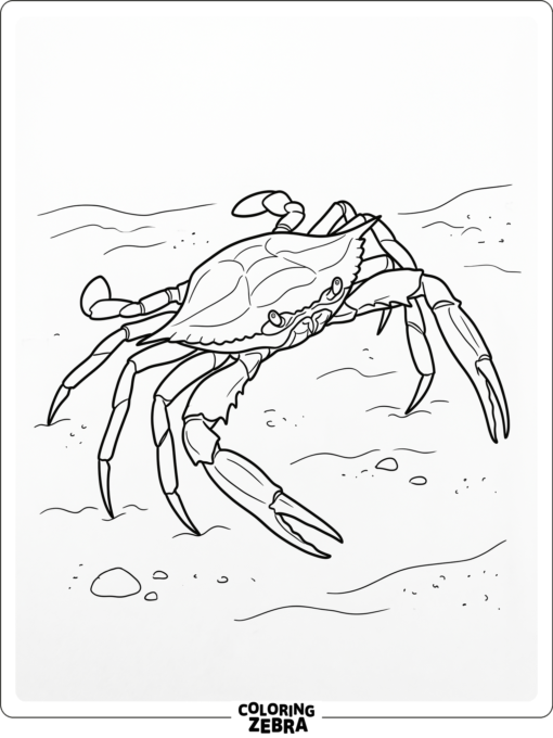 A blue crab walking across the sand
