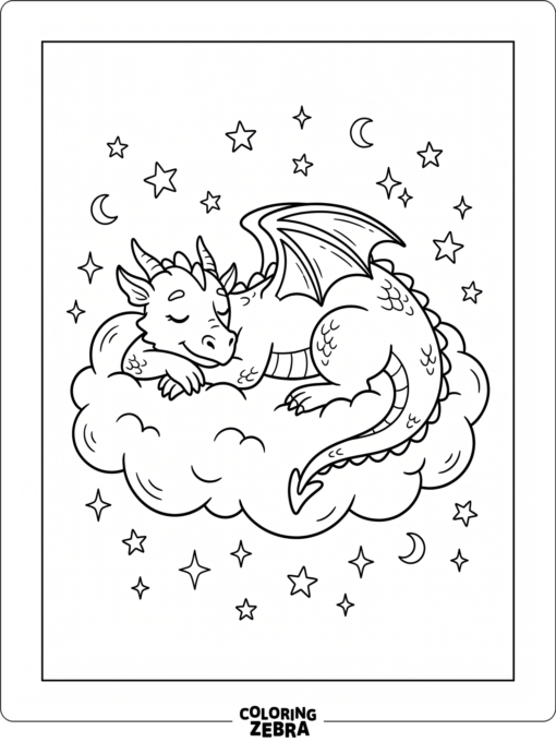 A blue dragon resting on a cloud