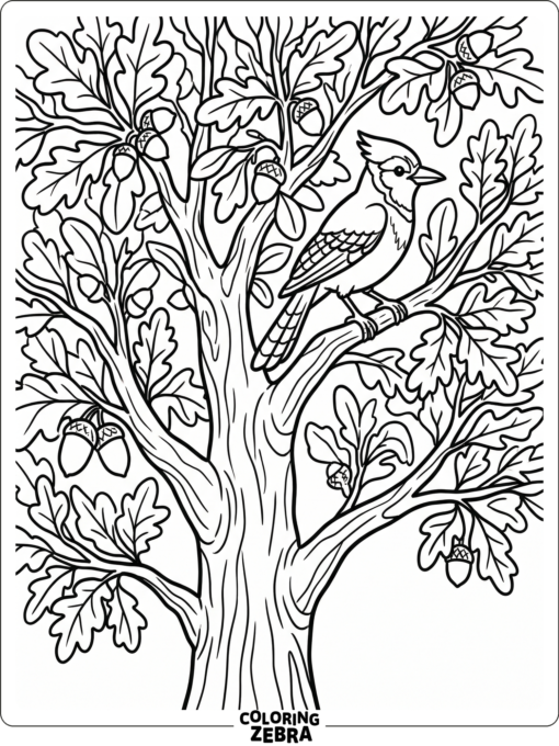 A blue jay sitting in a leafy tree