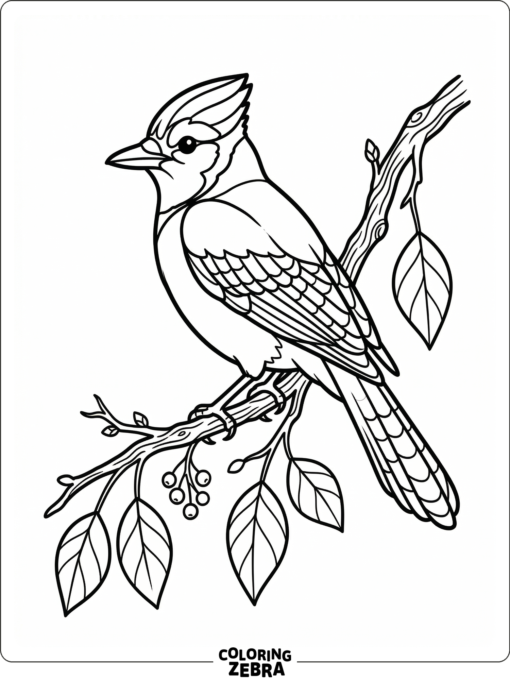 A blue jay perched on a slender branch